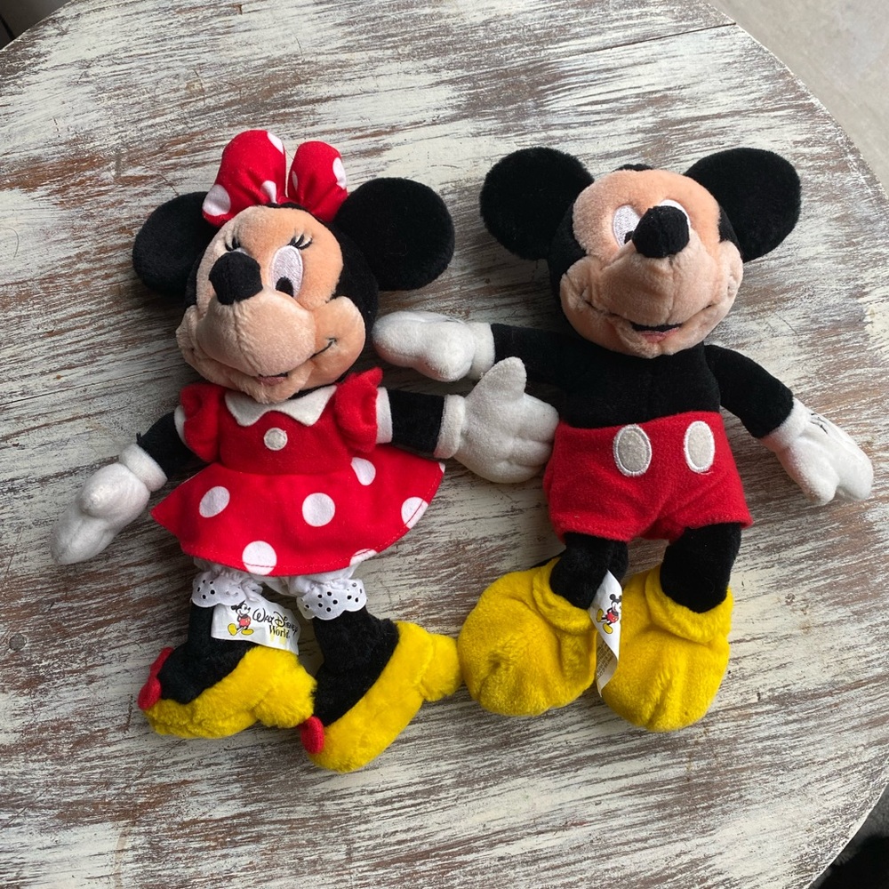 Disney Minnie and Mickey Plush Pair - Red, Black, Yellow, White